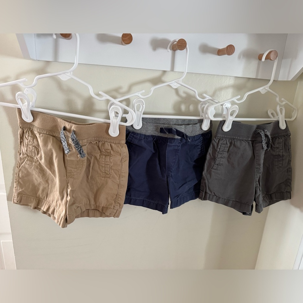 12M- Set of Three Casual Shorts - Tan, Navy, Gray